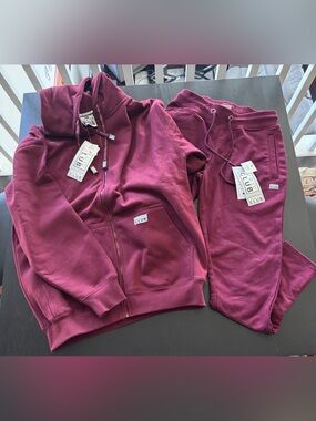 NWT Pro Club Set Maroon Burgundy Tracksuit Set Zipper Hoodie(L) + Sweatpants(S)